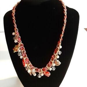 𝅺Christmas Jingle & Joy Holiday Ribbon Charm Necklace New